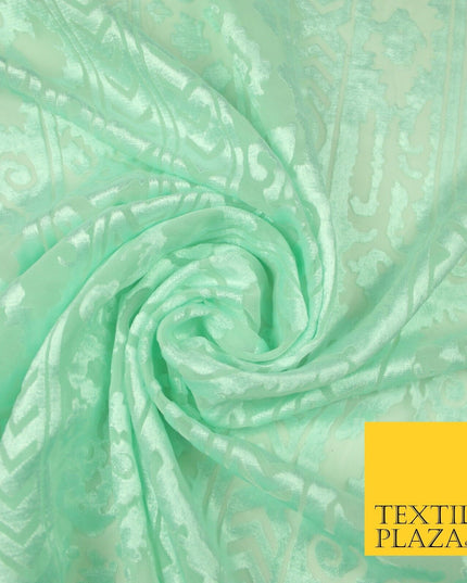 5 COLOURS Aztec Tribal Ornate Striped Velvet Burnout Brasso Devore Dress Fabric