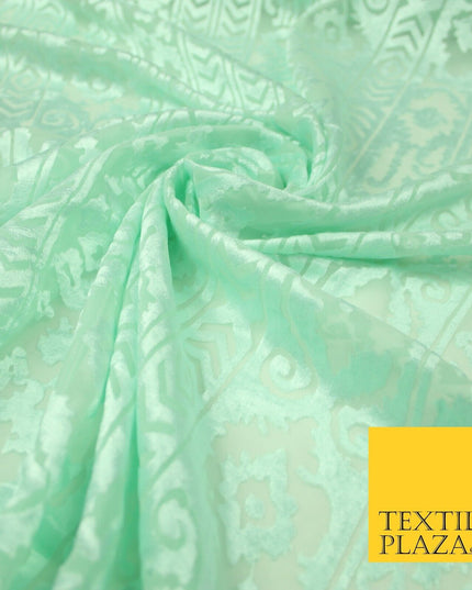 5 COLOURS Aztec Tribal Ornate Striped Velvet Burnout Brasso Devore Dress Fabric