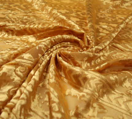 Aztec Tribal Ornate Striped Velvet Burnout Brasso Devore Dress Fabric 5 COLOURS