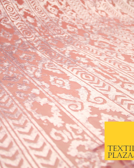 5 COLOURS Aztec Tribal Ornate Striped Velvet Burnout Brasso Devore Dress Fabric