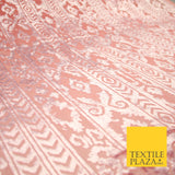 5 COLOURS Aztec Tribal Ornate Striped Velvet Burnout Brasso Devore Dress Fabric