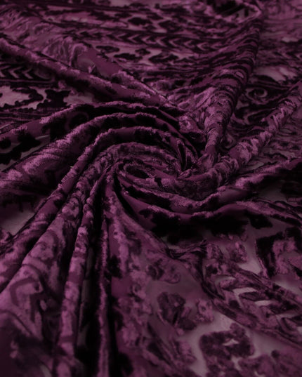 Aztec Tribal Ornate Striped Velvet Burnout Brasso Devore Dress Fabric 5 COLOURS
