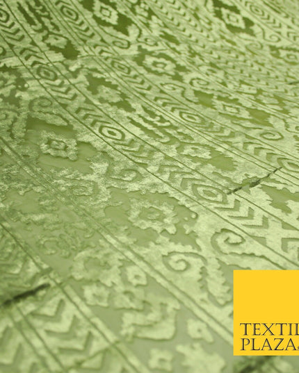 5 COLOURS Aztec Tribal Ornate Striped Velvet Burnout Brasso Devore Dress Fabric