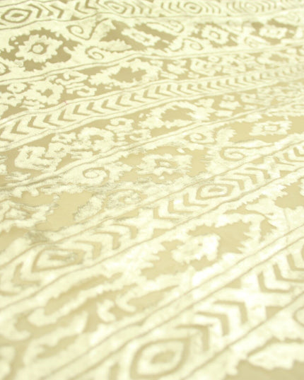 Aztec Tribal Ornate Striped Velvet Burnout Brasso Devore Dress Fabric 5 COLOURS
