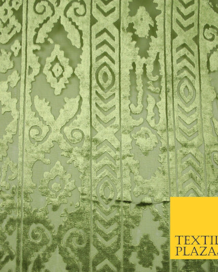 5 COLOURS Aztec Tribal Ornate Striped Velvet Burnout Brasso Devore Dress Fabric