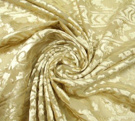 Aztec Tribal Ornate Striped Velvet Burnout Brasso Devore Dress Fabric 5 COLOURS