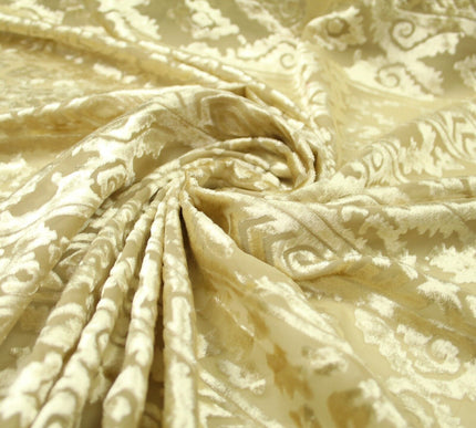 Aztec Tribal Ornate Striped Velvet Burnout Brasso Devore Dress Fabric 5 COLOURS