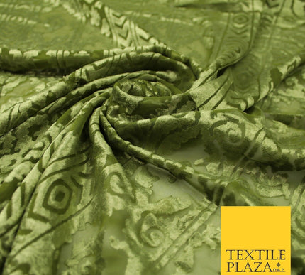5 COLOURS Aztec Tribal Ornate Striped Velvet Burnout Brasso Devore Dress Fabric