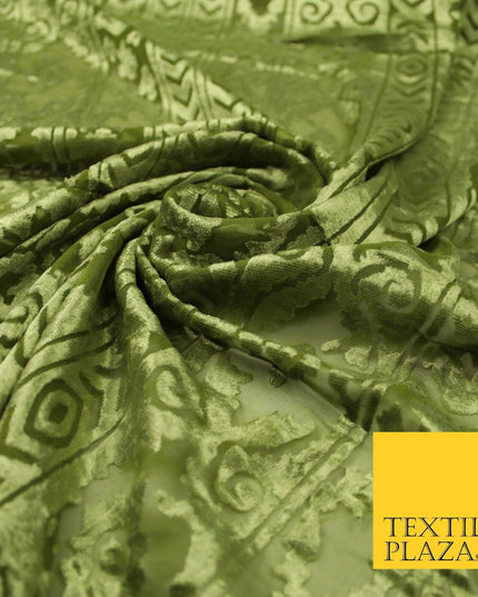 5 COLOURS Aztec Tribal Ornate Striped Velvet Burnout Brasso Devore Dress Fabric