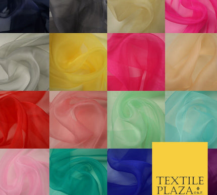 17 COLOURS - Luxury Plain ORGANZA Sheer Fabric Voile Draping Dress Wedding 45"