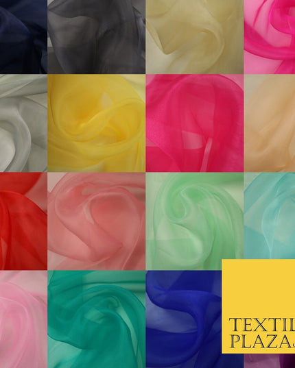 17 COLOURS - Luxury Plain ORGANZA Sheer Fabric Voile Draping Dress Wedding 45"