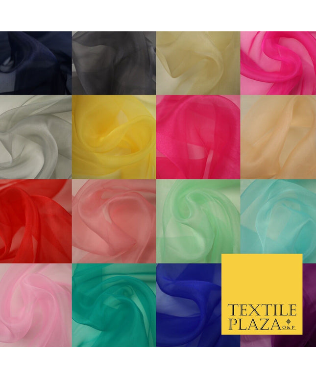 17 COLOURS - Luxury Plain ORGANZA Sheer Fabric Voile Draping Dress Wedding 45"