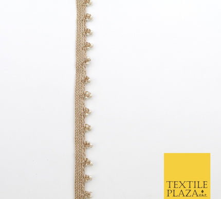 Light Gold White Pearl Trio Knot Beaded Ribbon Trim Border Indian Ethnic X191