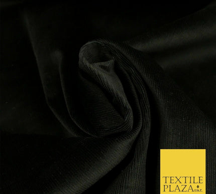 JET BLACK Luxury 100% Cotton Corduroy Fabric 56" Wide Soft Dress Craft - 1455