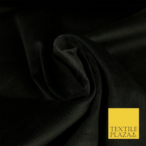 JET BLACK Luxury 100% Cotton Corduroy Fabric 56" Wide Soft Dress Craft - 1455