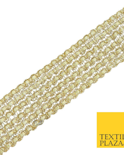 Gold Metallic 6 Row Wavy Glitter Fancy Gota Trim Border Ribbon Lace X545