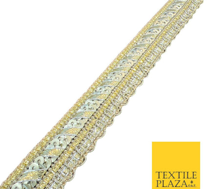 Green Gold Double Sequin Mini Swag Fancy Gota Trim Border Ribbon Lace X547
