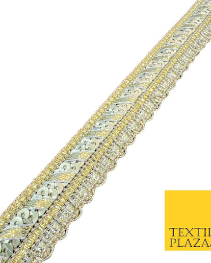 Green Gold Double Sequin Mini Swag Fancy Gota Trim Border Ribbon Lace X547