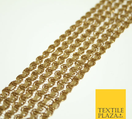 Gold Metallic 6 Row Wavy Glitter Fancy Gota Trim Border Ribbon Lace X545