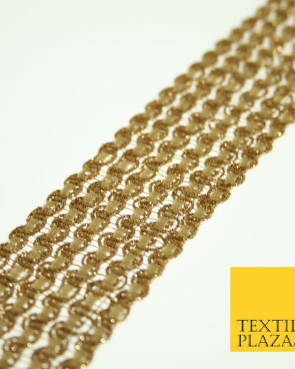 Gold Metallic 6 Row Wavy Glitter Fancy Gota Trim Border Ribbon Lace X545