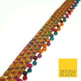 Colourful Triple Chevron Multicolour Beaded Ribbon Gota Trim Border Lace X549