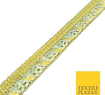 Gold Matt Sequin Rope Effect Ribbon Fancy Gota Trim Border Lace X548