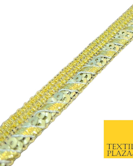 Gold Matt Sequin Rope Effect Ribbon Fancy Gota Trim Border Lace X548