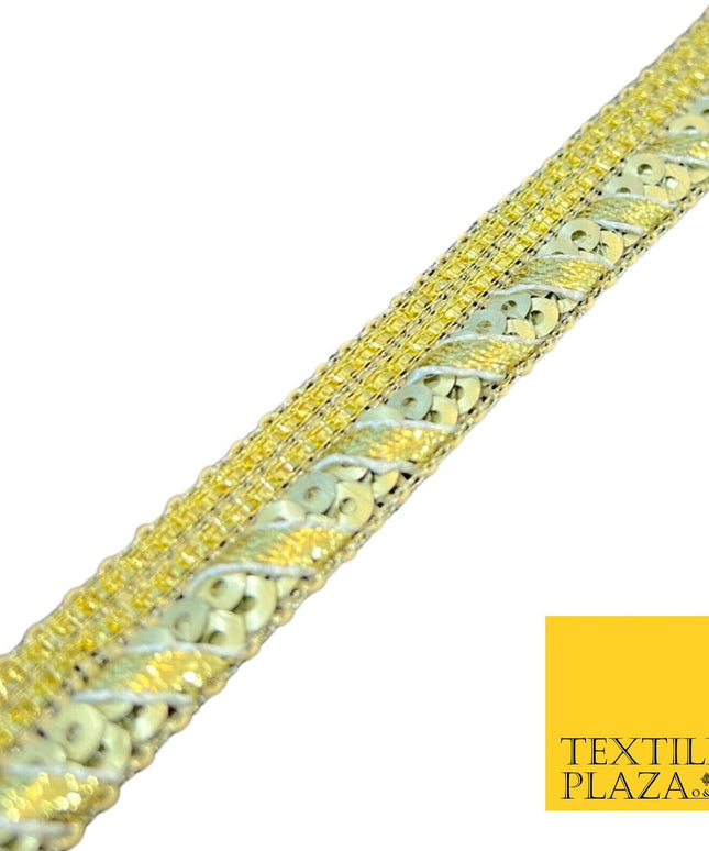 Gold Matt Sequin Rope Effect Ribbon Fancy Gota Trim Border Lace X548