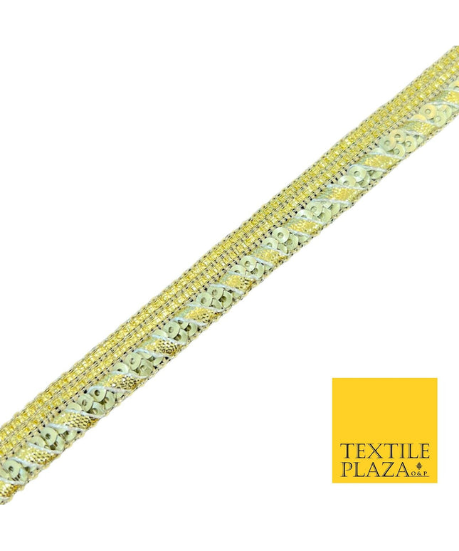 Gold Matt Sequin Rope Effect Ribbon Fancy Gota Trim Border Lace X548