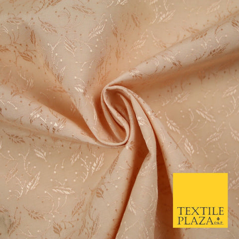 Peach Falling Autumnal Leaves Floral Jacquard Fabric Dress 40" Wide 7095