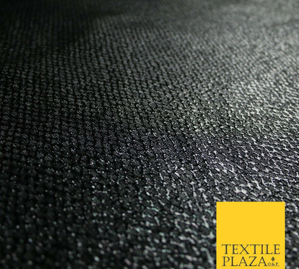 Black Glossy Shiny Metallic Circle Lattice Lurex Lame Fabric Dancewear 44" 7101