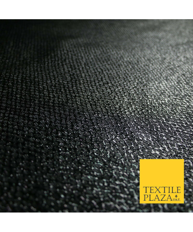 Black Glossy Shiny Metallic Circle Lattice Lurex Lame Fabric Dancewear 44" 7101