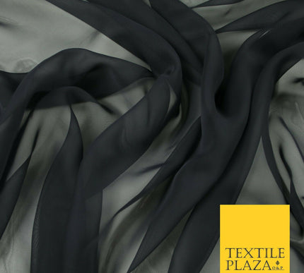 Premium Quality Dull Navy Blue Plain Solid Chiffon Fine Georgette Fabric44" 7097