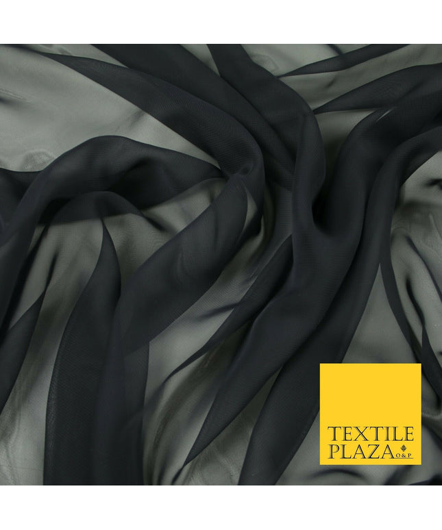 Premium Quality Dull Navy Blue Plain Solid Chiffon Fine Georgette Fabric44" 7097
