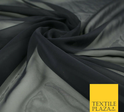 Premium Quality Dull Navy Blue Plain Solid Chiffon Fine Georgette Fabric44" 7097