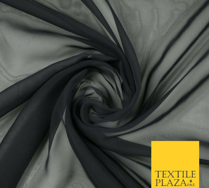 Premium Quality Dull Navy Blue Plain Solid Chiffon Fine Georgette Fabric44" 7097