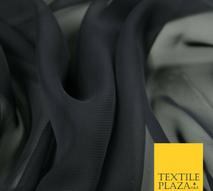 Premium Quality Dull Navy Blue Plain Solid Chiffon Fine Georgette Fabric44" 7097