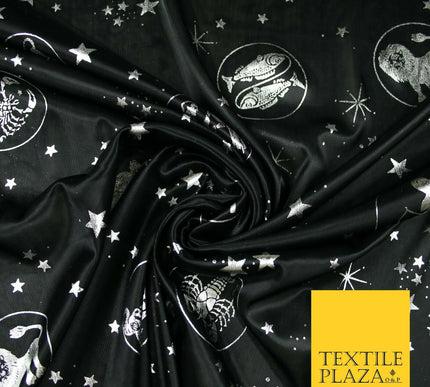 Black / Navy Blue Horoscope Star Signs Computer Foil Fabric Costume Dancewear