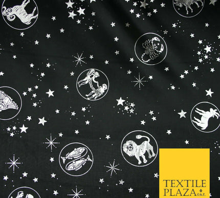 Black / Navy Blue Horoscope Star Signs Computer Foil Fabric Costume Dancewear