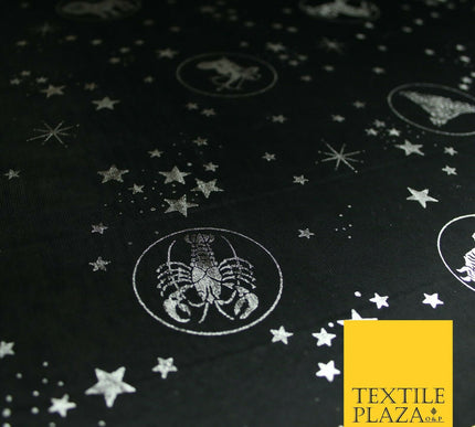 Black / Navy Blue Horoscope Star Signs Computer Foil Fabric Costume Dancewear