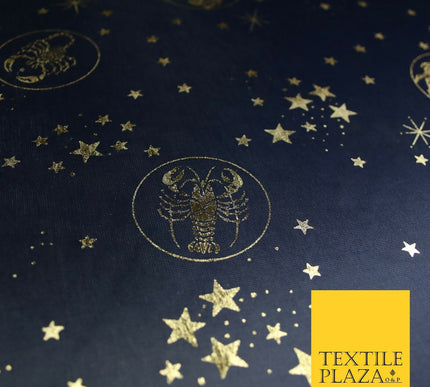 Black / Navy Blue Horoscope Star Signs Computer Foil Fabric Costume Dancewear