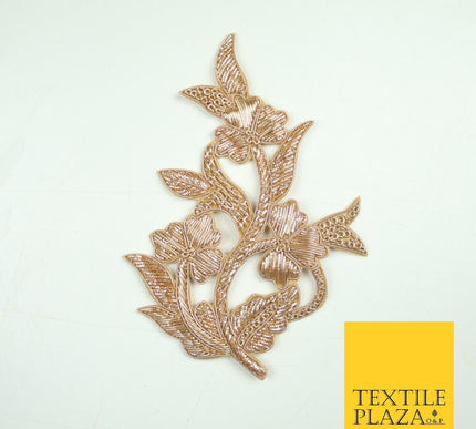 Gold Fancy Floral Indian Cutwork Applique Motif Patch Ethnic Zari Sew On MTF2