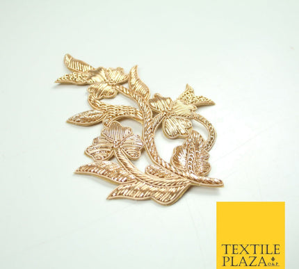 Gold Fancy Floral Indian Cutwork Applique Motif Patch Ethnic Zari Sew On MTF2