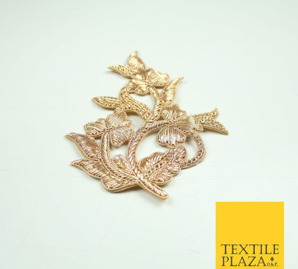 Gold Fancy Floral Indian Cutwork Applique Motif Patch Ethnic Zari Sew On MTF2