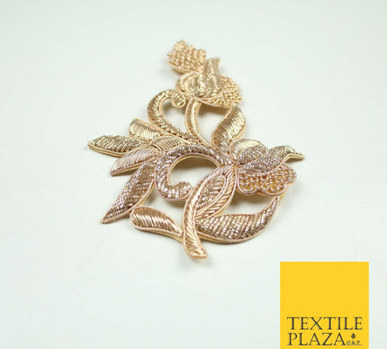 Gold Fancy Ornate Indian Cutwork Applique Motif Patch Ethnic Zari Sew On MTF1