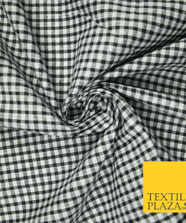 1/8" SMALL Classic BLACK White Gingham Check COTTON Fabric Picnic 36" Wide 7215