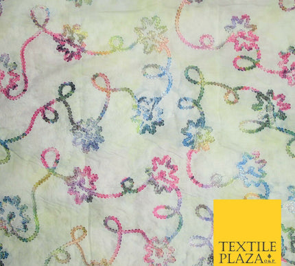 Tie Dye Pink Lace Embroidered Cotton Lawn Dori Fashion Fabric Craft 50" 7211