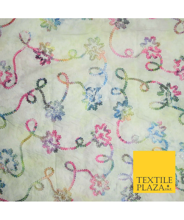 Tie Dye Pink Lace Embroidered Cotton Lawn Dori Fashion Fabric Craft 50" 7211