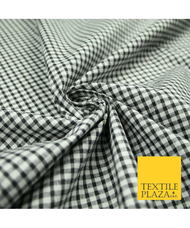 1/8" SMALL Classic BLACK White Gingham Check COTTON Fabric Picnic 36" Wide 7215