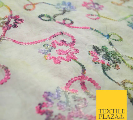 Tie Dye Pink Lace Embroidered Cotton Lawn Dori Fashion Fabric Craft 50" 7211